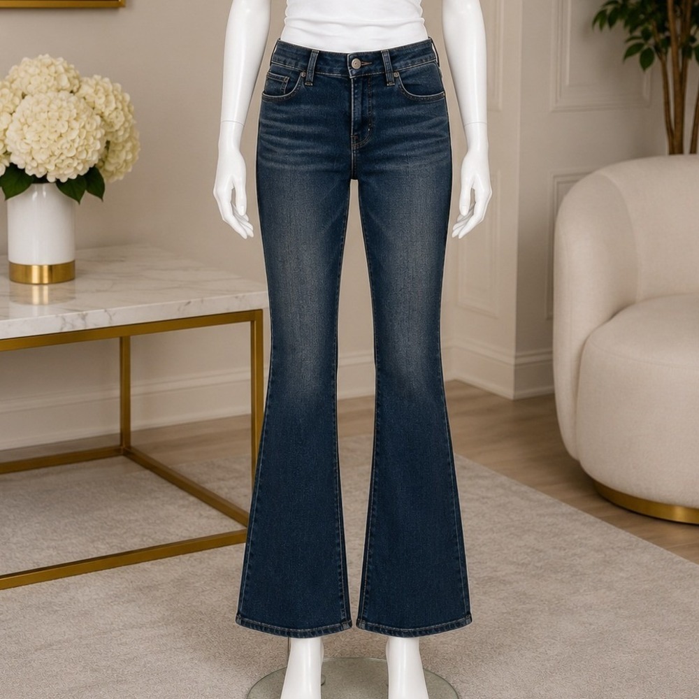 Bullhead Black Womens Jeans Dark Wash Flare Leg Denim Size 1